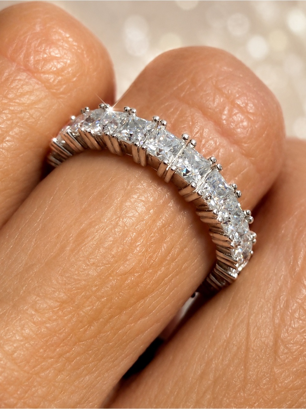 Moissanite 3.63CTW Princess Cut Infinity Band Size 9